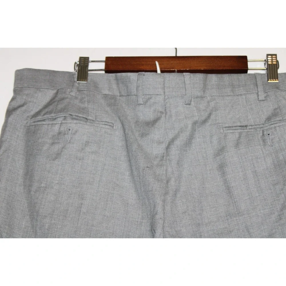 Zanella Quattro Lame Gray 100% Wool Flat Front Trousers Dress Pants 42